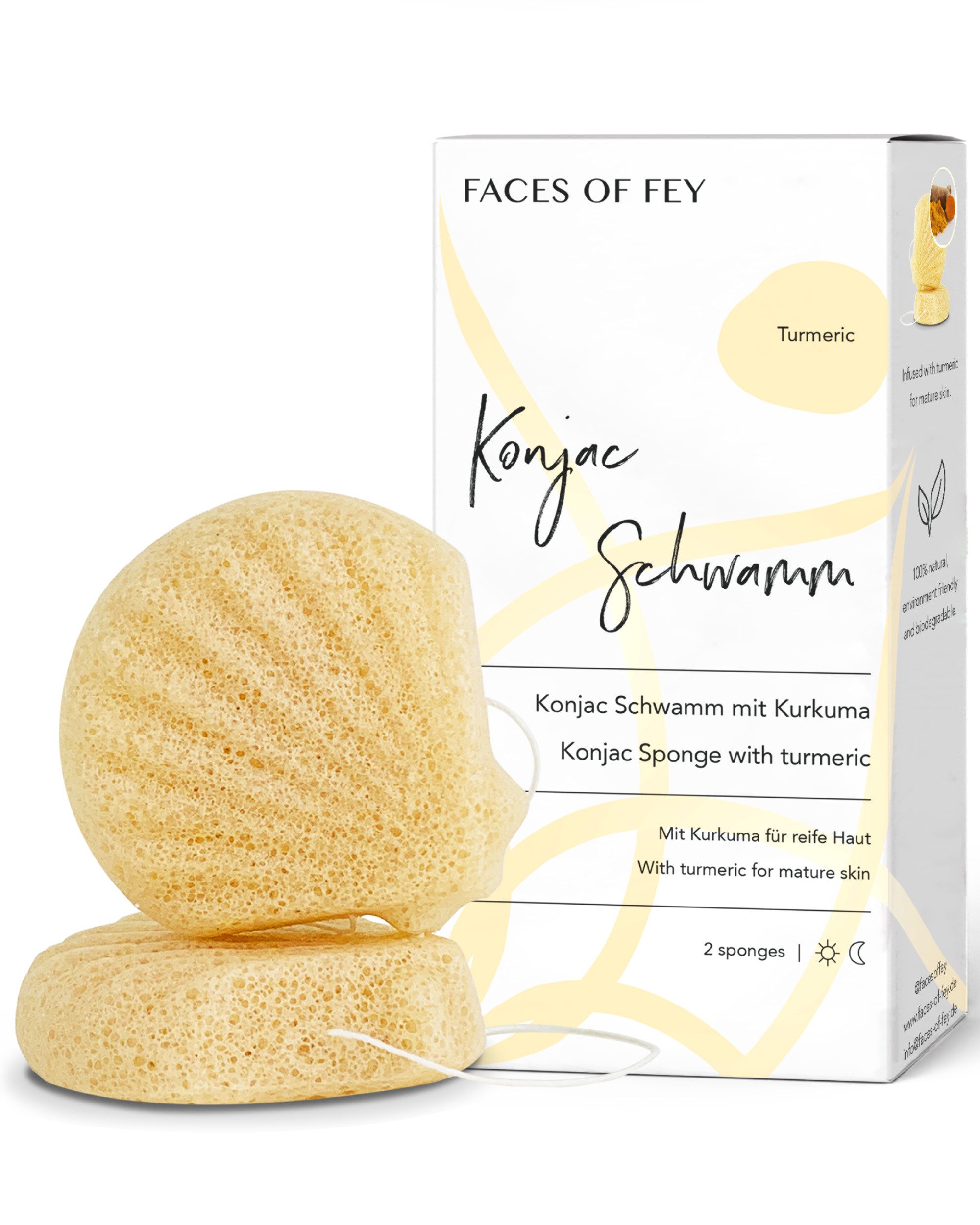 FACES OF FEY Gesichtsreinigungsschwamm Konjac Sponge, Sanfte Reinigungsschwämme - 100% biologisch abbaubar