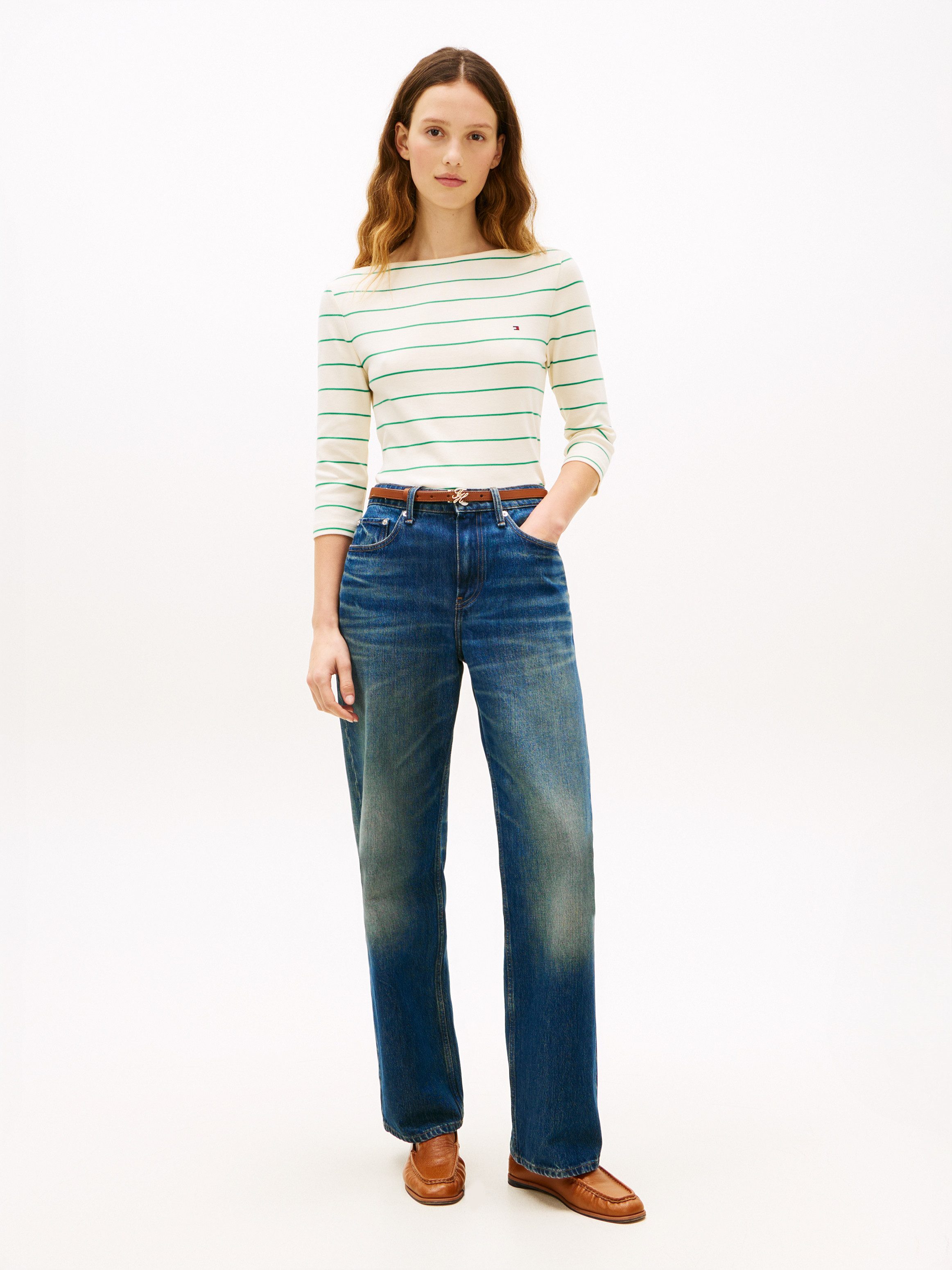 Tommy Hilfiger 3/4-Arm-Shirt NEW CODY SLIM BOAT-NECK mit Logostickerei