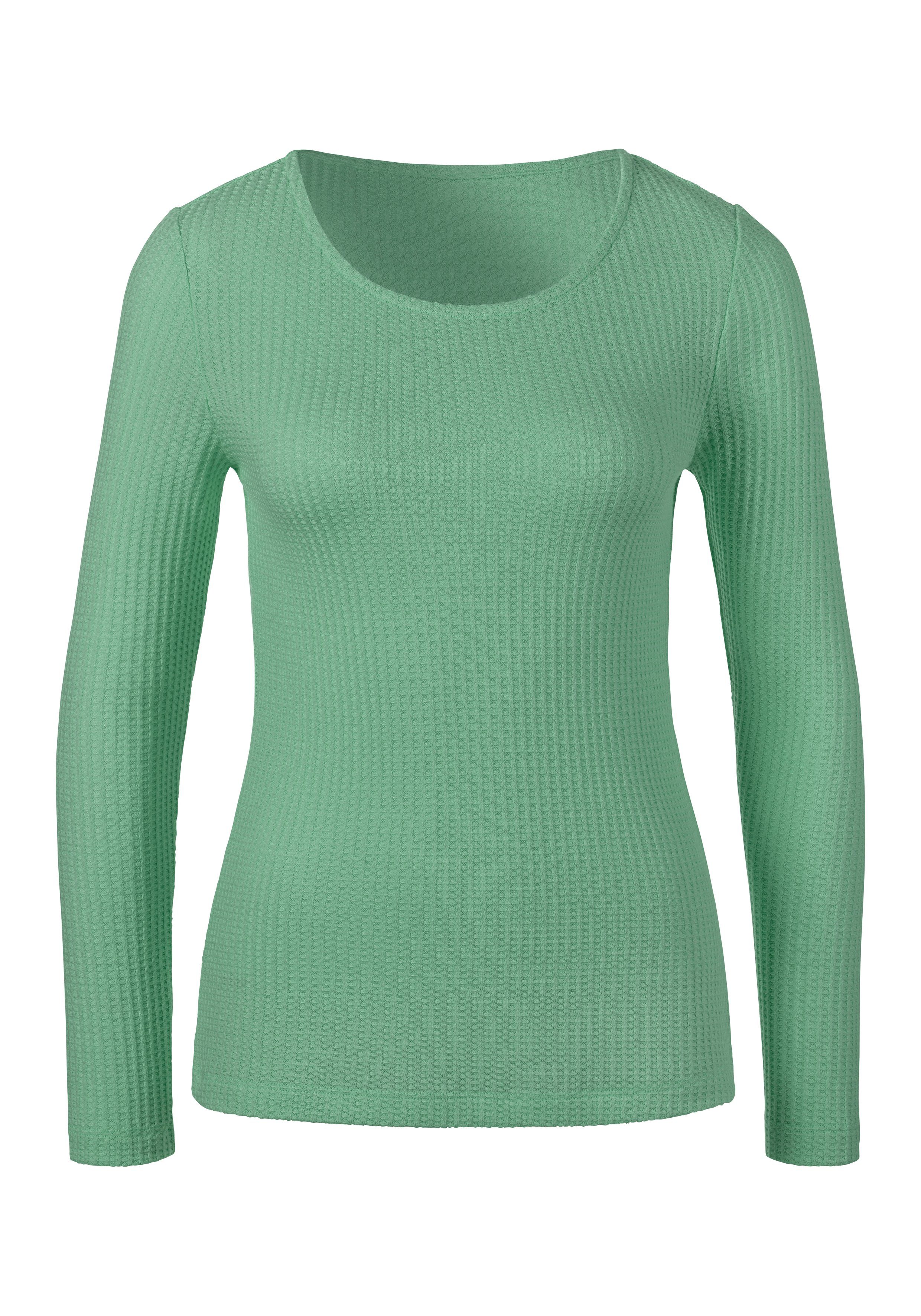 LASCANA Langarmshirt in modischer Piqué-Optik (2er-Pack) aus weicher Qualität mit Viskose