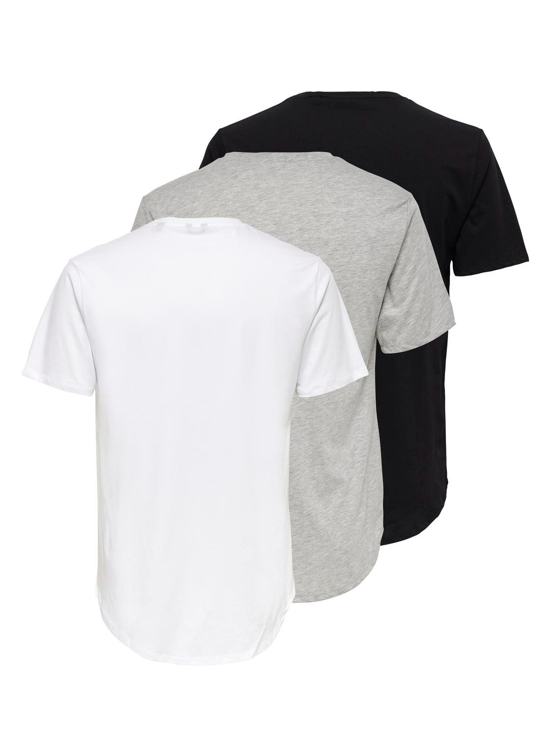 ONLY & SONS Rundhalsshirt ONSMATT LONGY SS TEE 3-PACK (Packung, 3-tlg) Baum günstig online kaufen
