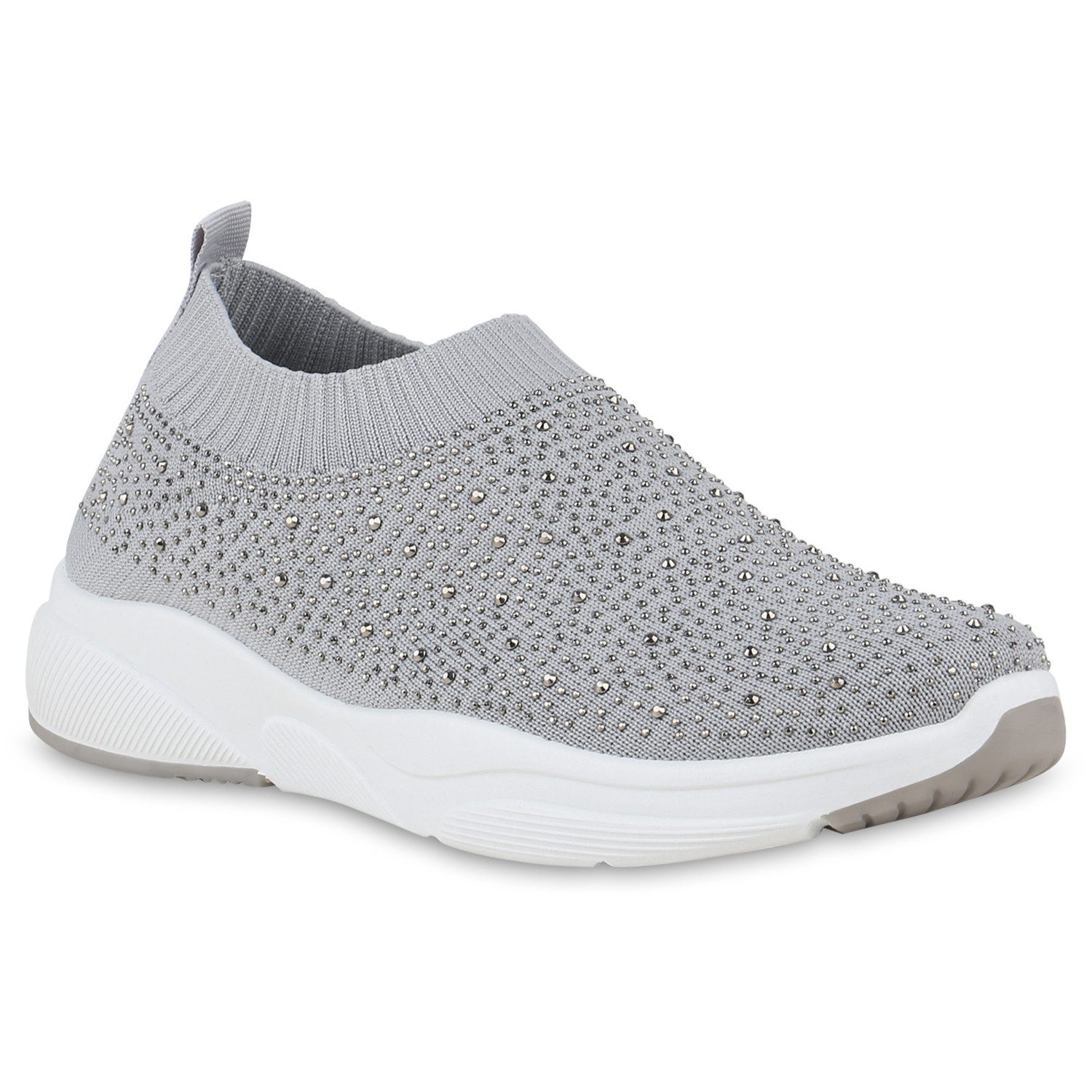 VAN HILL 21717537 BK165 Damen Sportschuhe Grey 37 Slip-On Sneaker Damen Slip Ons Sportschuhe Sportliche Strass Profil-Sohle