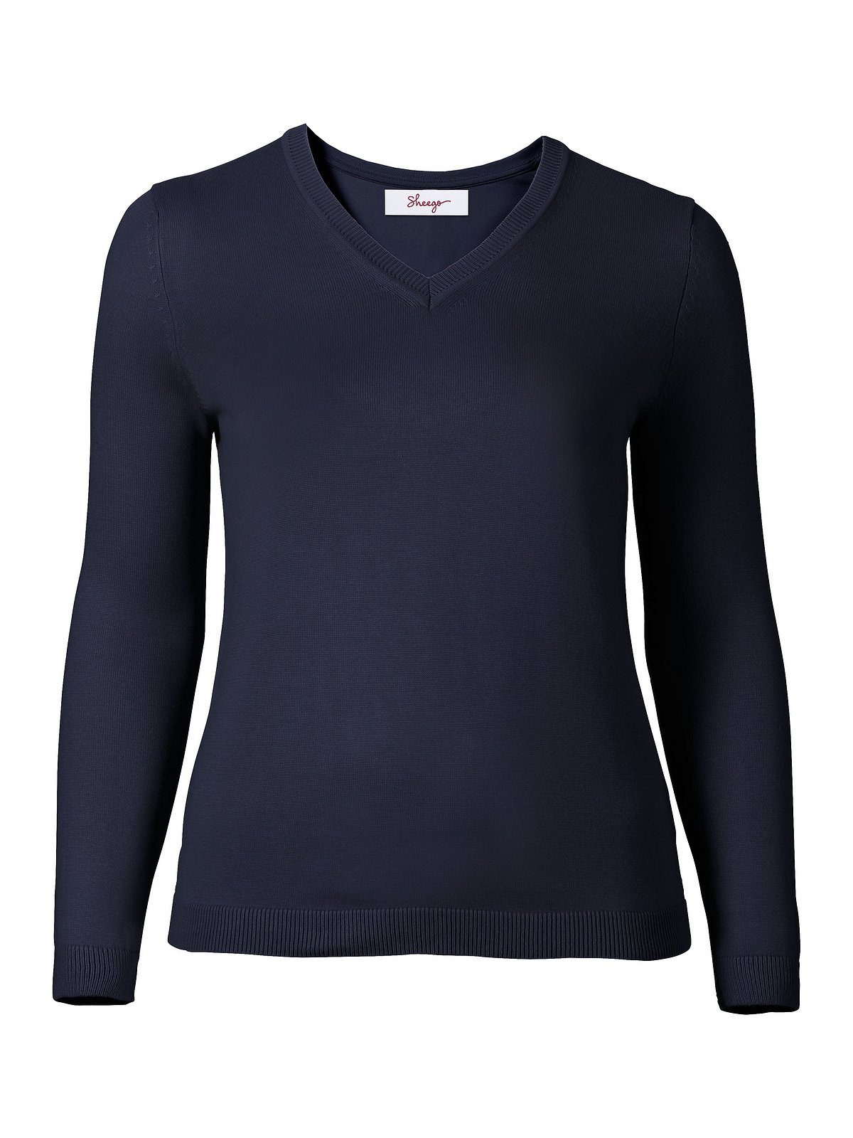 Damen Pullover Sheego V-Ausschnitt-Pullover Pullover aus Feinstrick