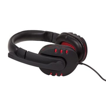 LogiLink HS0033 Stereo-Headset (USB, integrierte Steuerung, Over Ear, 2 m Kabel, Schwarz / Rot)