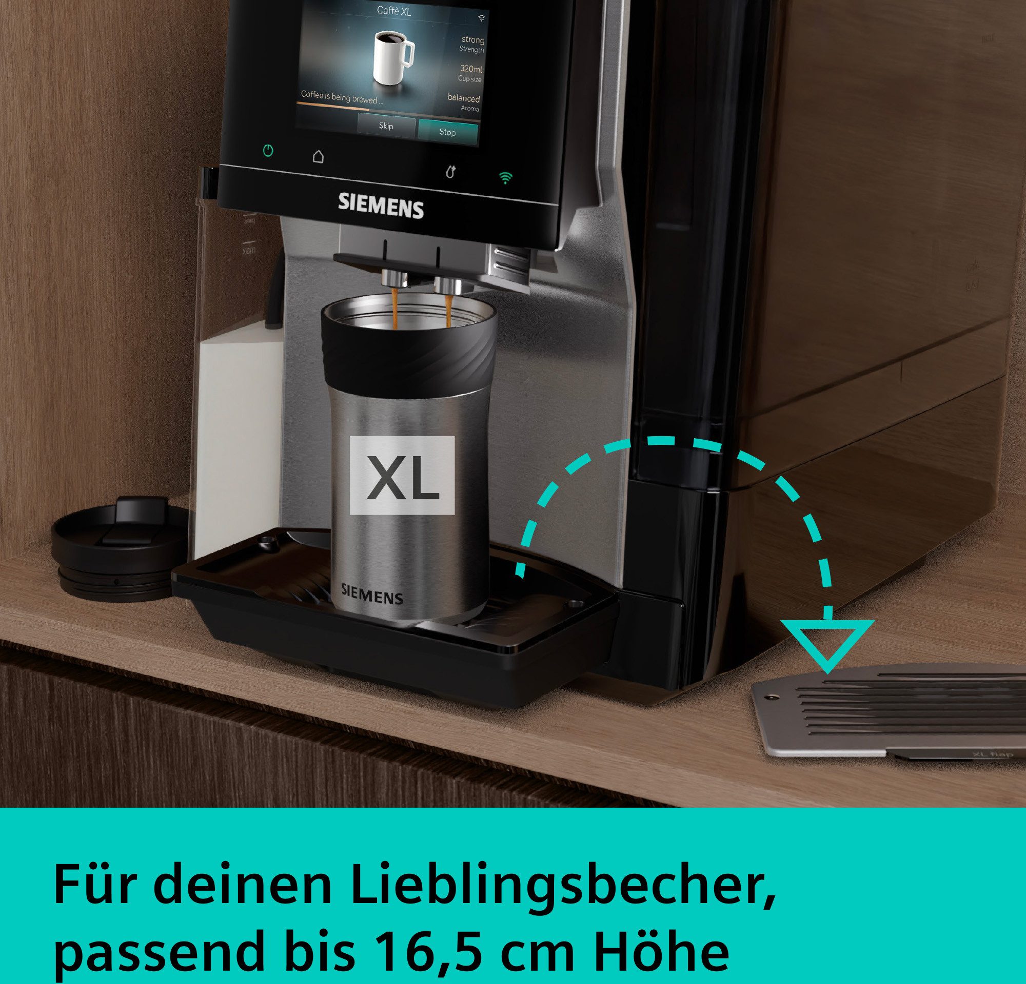 SIEMENS Kaffeevollautomat TQ727D03, farbiges Full-Touch-Display, Doppeltassenfunktion, sehr leise, schwarz