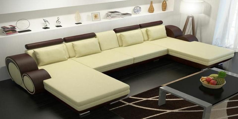 Xlmoebel Wohnlandschaft Ledersofa Berlin in U-Form mit Leder-Eckteil und USB-Anschluss, Hergestellt in Europa