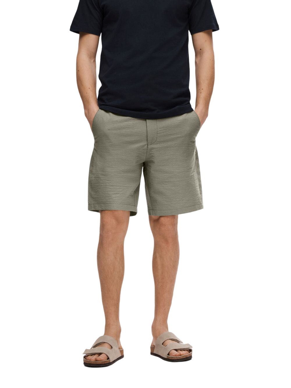 SELECTED HOMME Chinoshorts SLHREGULAR-KARL SEERSUCKER SHORTS mit Stretch