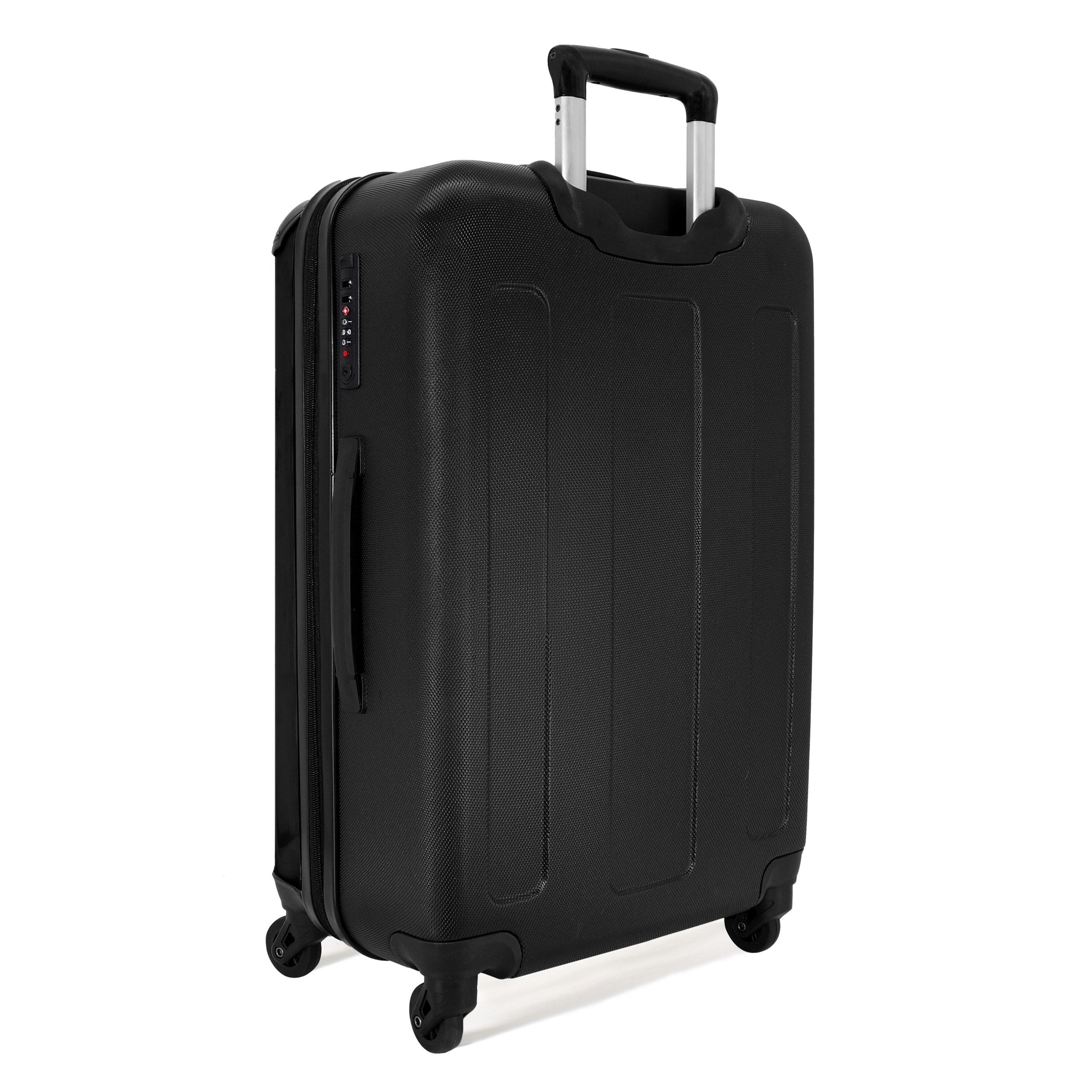 NoBoringSuitcases.com© Hartschalen-Trolley mit leuchtende Räder - Elefant Vorderansicht auf schwarzem Hintergrund, 4 Rollen, Koffer Mittelgroß für 20kg, Suitcase für Erwachsene, Reisekoffer