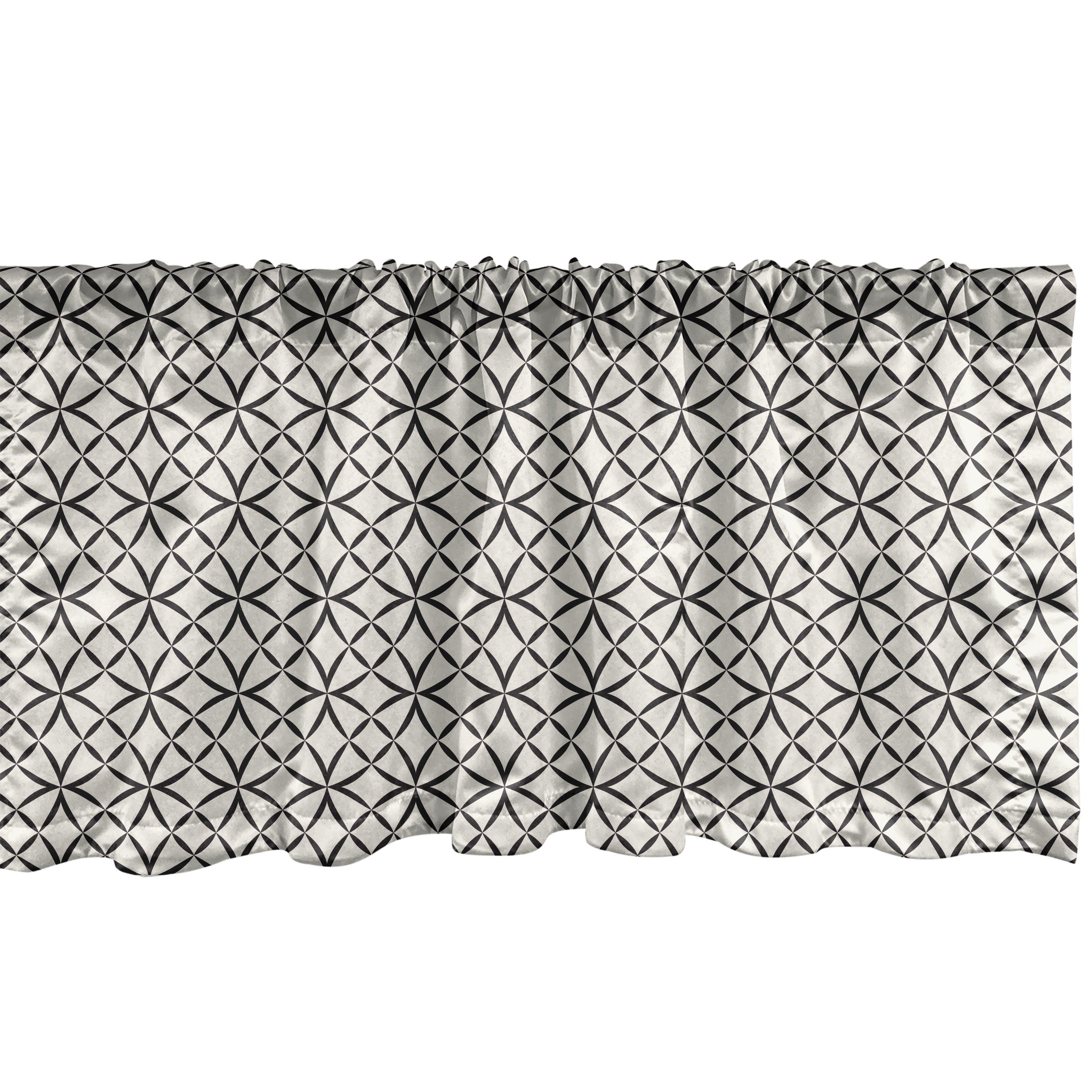 Scheibengardine Vorhang Volant für Küche Schlafzimmer Dekor mit Stangentasche, Abakuhaus, Microfaser, viktorianisch Komplizierte Geometrische Runde