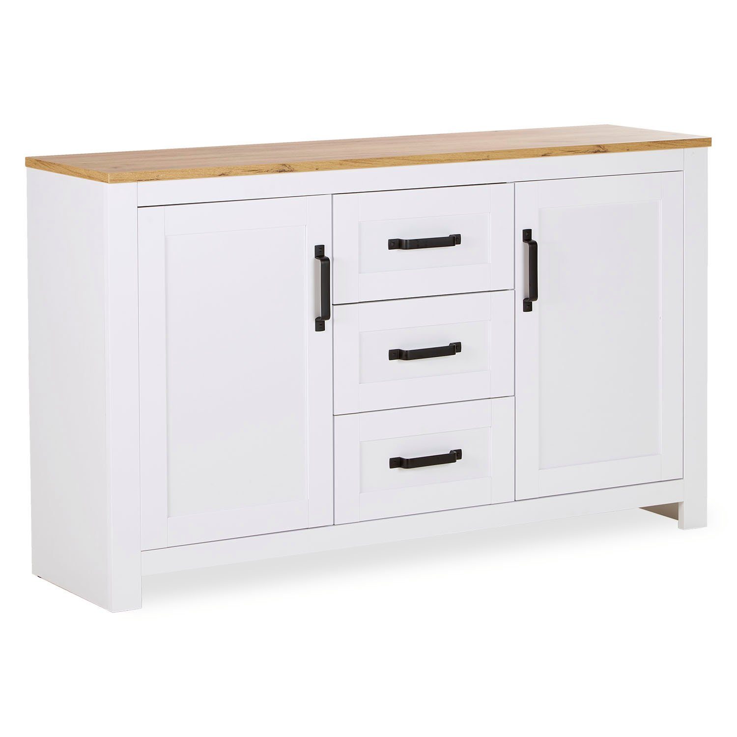 Homestyle4u Kommode Sideboard Weiß Anrichte Schrank Landhaus (kein Set)