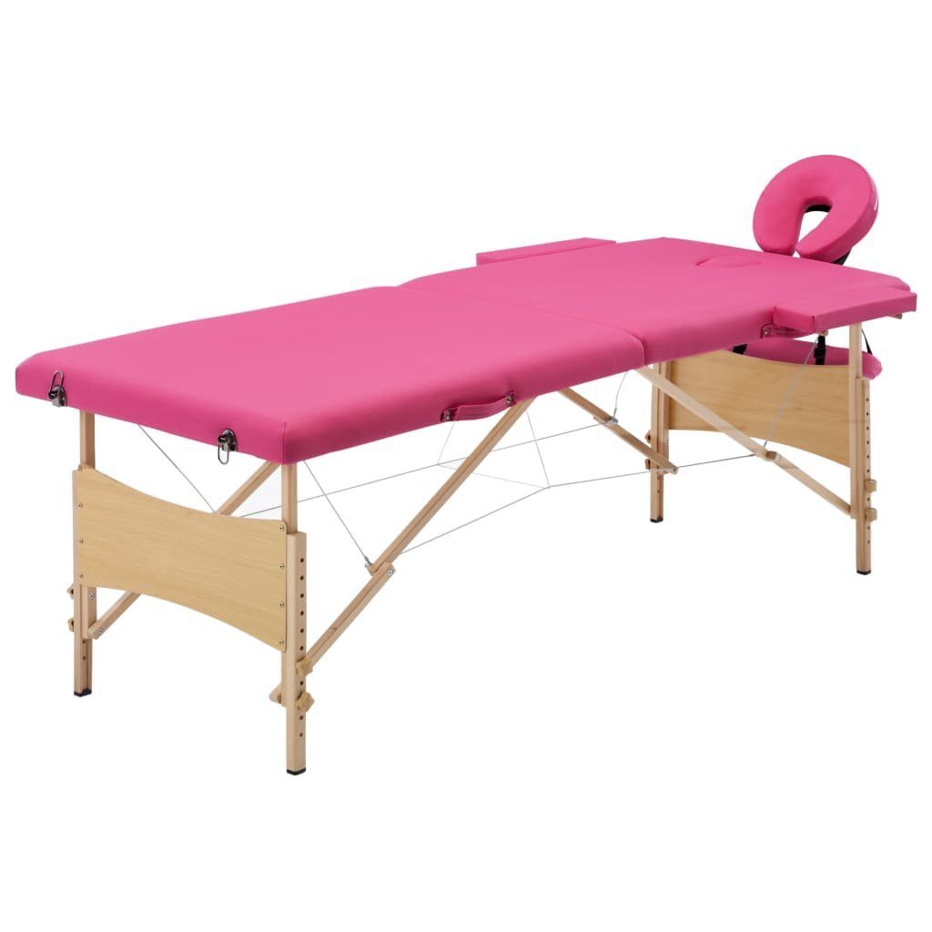 vidaXL Massageliege Massageliege Klappbar 2-Zonen Rosa Holzgestell mit