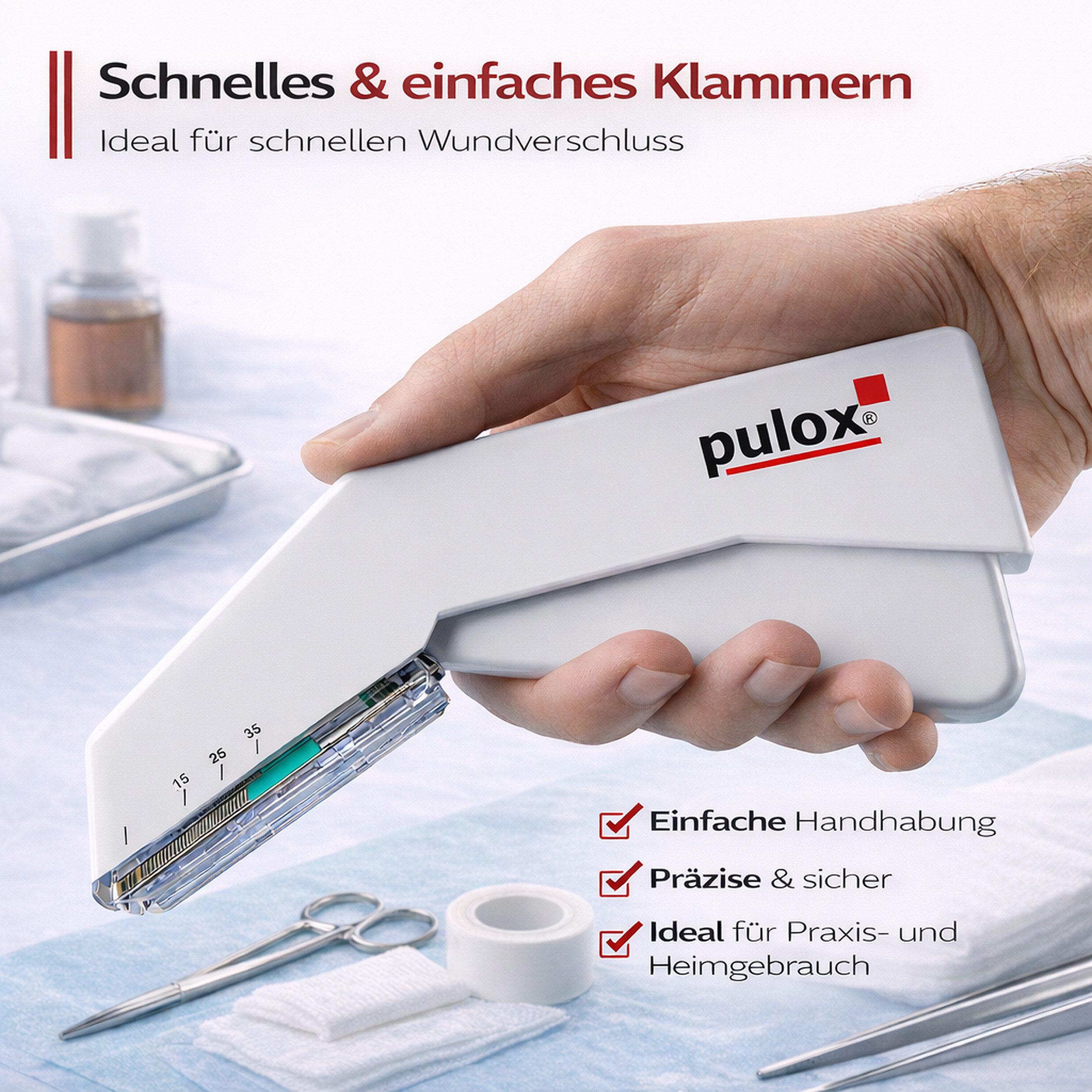 pulox Handtacker Einweg Hautklammergerät + Hautklammer Entferner günstig online kaufen