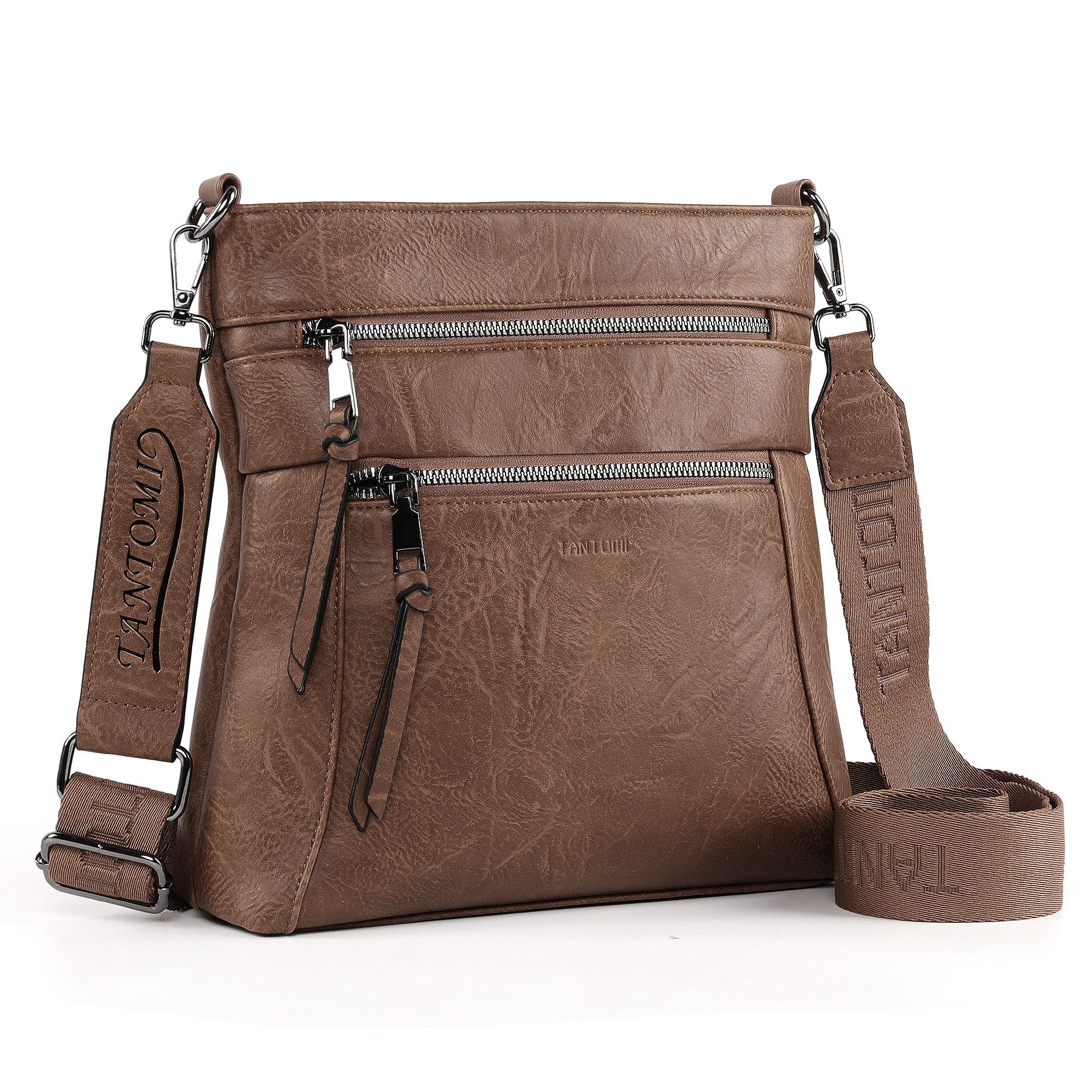 TANTOMI Schultertasche Damen Umhängetasche mit Mehreren Fächern und RFID-Schutz (Crossbody Bag aus PU-Leder mit verstellbarem Schultergurt), Ideal für Alltag, Reisen, Arbeit, Shopping und Spaziergänge