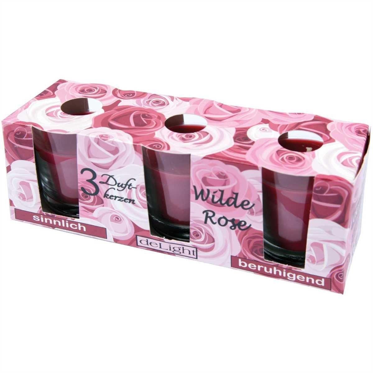 HS Candle Duftkerze (3-tlg), Kerze im Glas, 3er Pack "Klassische Düfte" mit je 12 Std. Brenndauer