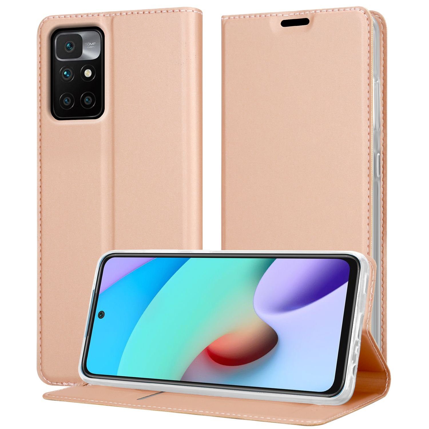 Cadorabo Handyhülle für Xiaomi RedMi 10 4G Hülle Xiaomi RedMi 10, Schutzhülle Hülle mit Standfunktion, Magnetverschluss und Kartenfach