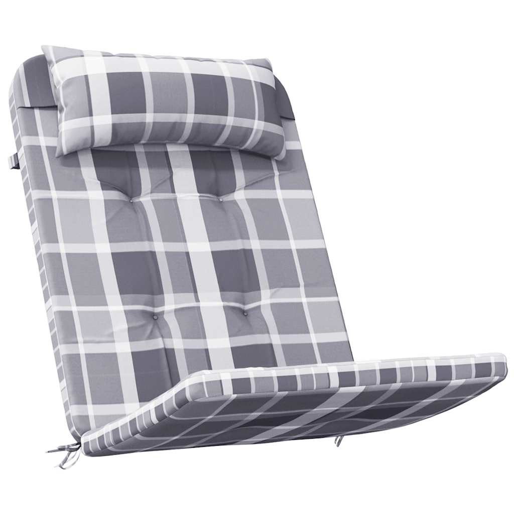 vidaXL Sitzauflage Adirondack-Auflagen 2 Stk. Grau Karomuster Oxford-Gewebe, (2 St)