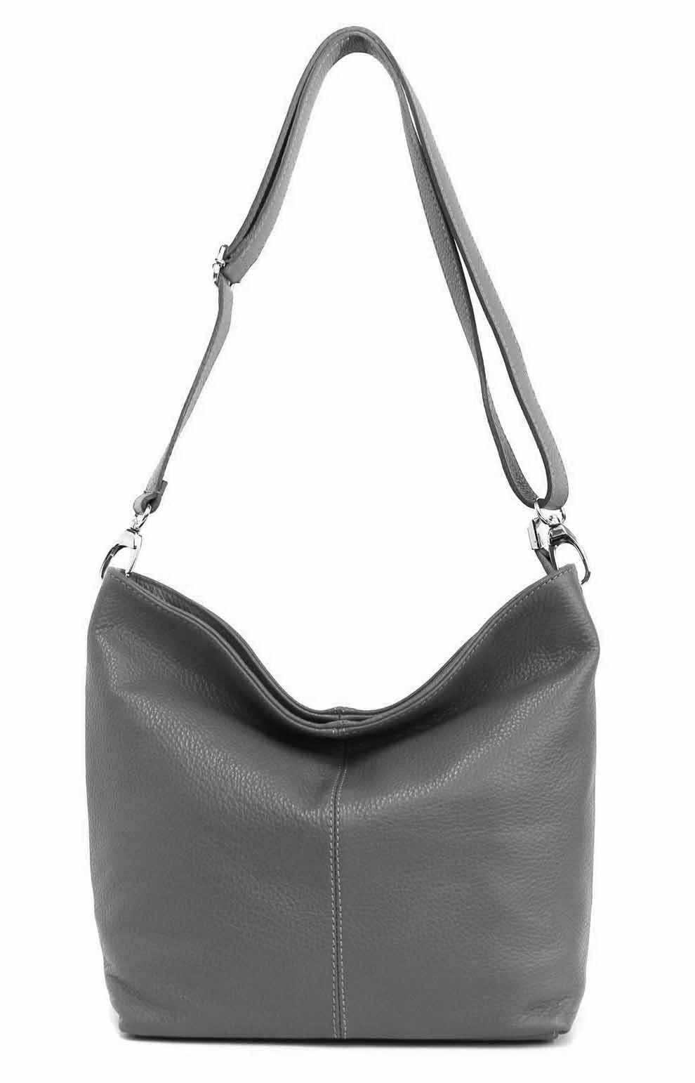 ITALYSHOP24 Schultertasche MADE IN ITALY Damen Leder Tasche Shopper Umhängetasche Cross Over Body, Brusttasche Bag große 3xFach geteiltes Hauptfach Freizeit Abend Urlaub