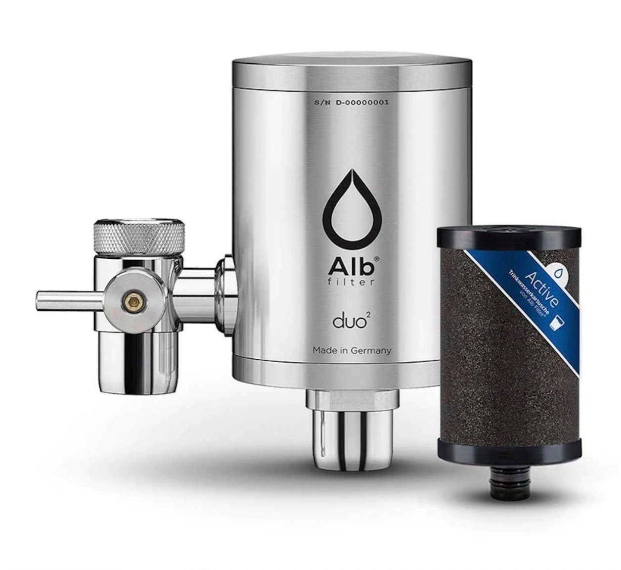 Alb Filter Wasserfilter Alb Filter® Duo Active Trinkwasserfilter für den  Wasserhahn aus Edelstahl, Zubehör für Wasserhahn, Filtration am Wasserhahn
