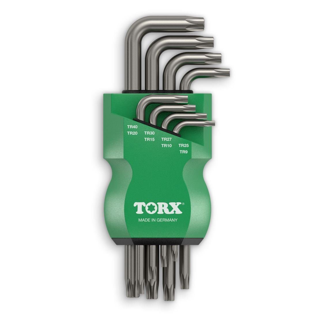 TORX Torxschlüssel TR Winkelschraubendreher Set TX9-TX40 Stahlgrau 8teilig,  mit Bohrung / Loch