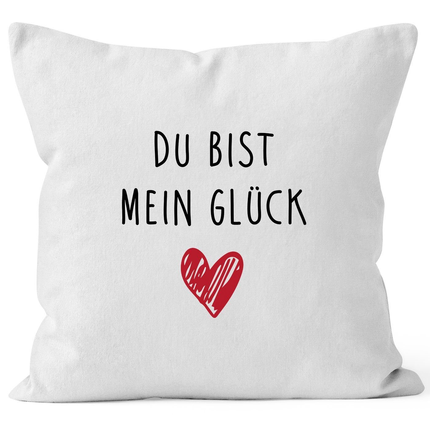 MoonWorks Dekokissen Подушки-Bezug Du bist mein Glück Geschenk Valentinstag Liebe Spruch Подушки-Hülle Deko-Kissen Baumwolle MoonWorks®