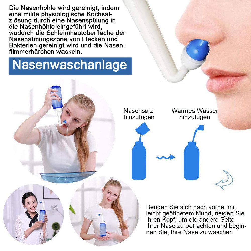 TUWENA Nasendusche Nasenspülset, 300ml Nasenspülset mit 40 Päckchen Nasenspülgerät