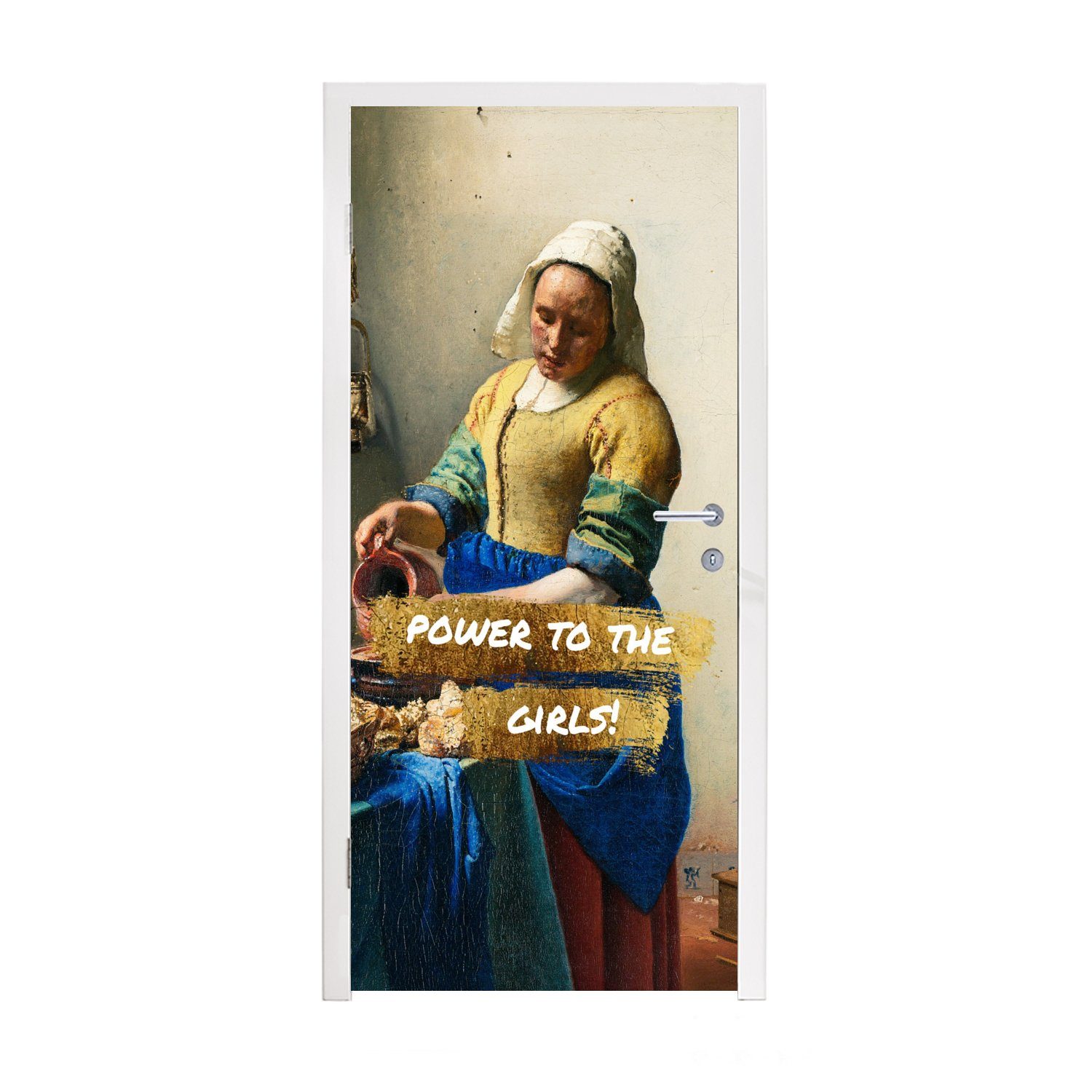 - Fototapete cm bedruckt, Alte Zitate Matt, - - Gold St), Türtapete - Meister, Türaufkleber, Gemälde Milchmädchen für Tür, MuchoWow (1 75x205