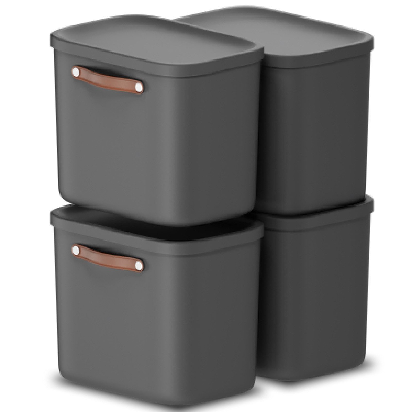 ROTHO Stapelbox 4er-Set Kiste mit Deckel Maloja 25l (Aufbewahrungsset, 4er-Set)