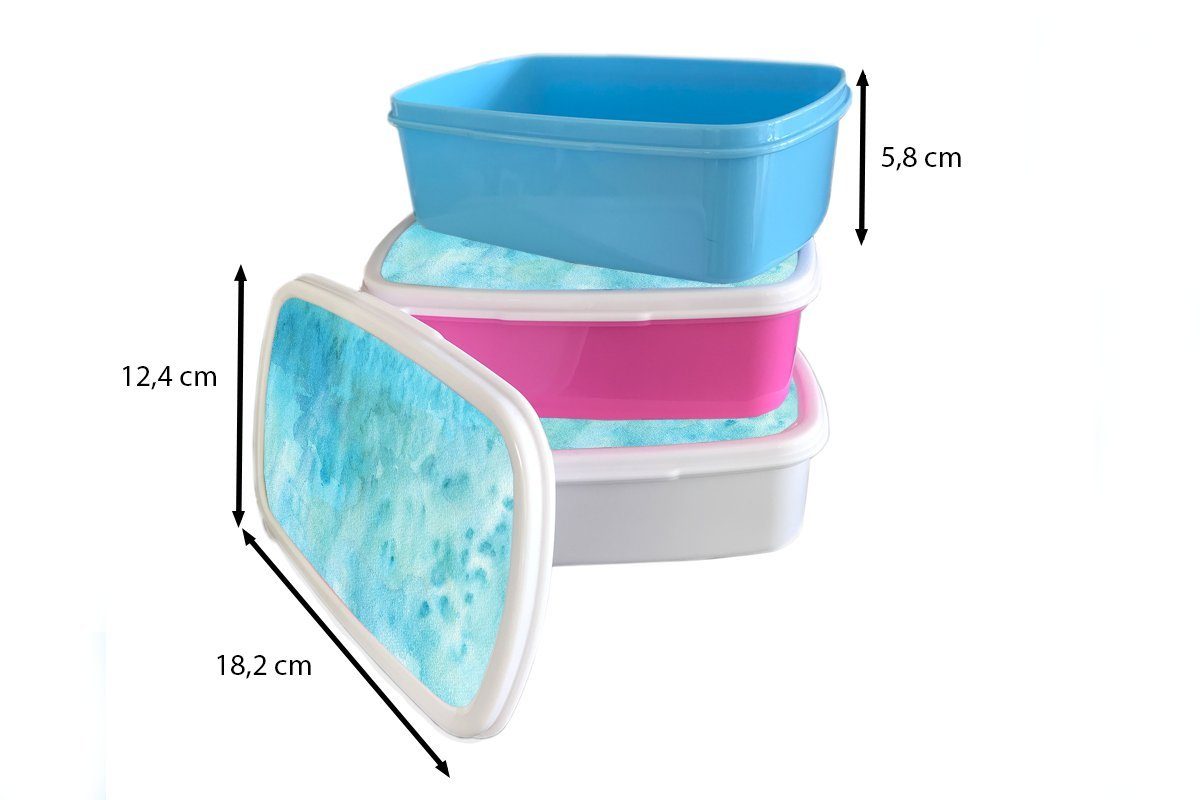 und für weiß Lunchbox (2-tlg), Erwachsene, Brotbox Türkis Brotdose, Kunststoff, und Kinder - Jungs Aquarell - für Abstrakt, MuchoWow Mädchen