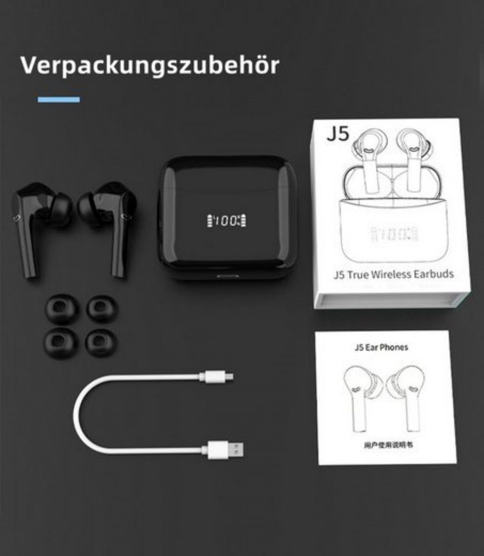 Bluetooth, OKWISH Siri, Headset Kabellos Bluetooth, Ear 4 ENC Weiß Ohrhörer Lärmreduzierung) Bluetooth-Kopfhörer Mikrofon, Mikrofon, 4 (mit Ohrhörer, ENC Wasserdicht In Bluetooth Bluetooth Kopfhörer 5.3 mit