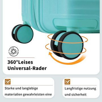 Odikalo Handgepäckkoffer 3-er M-L-XL-Set PP-Gepäck Universal Doppelrädern TSA-Schloss Gelb/Blau