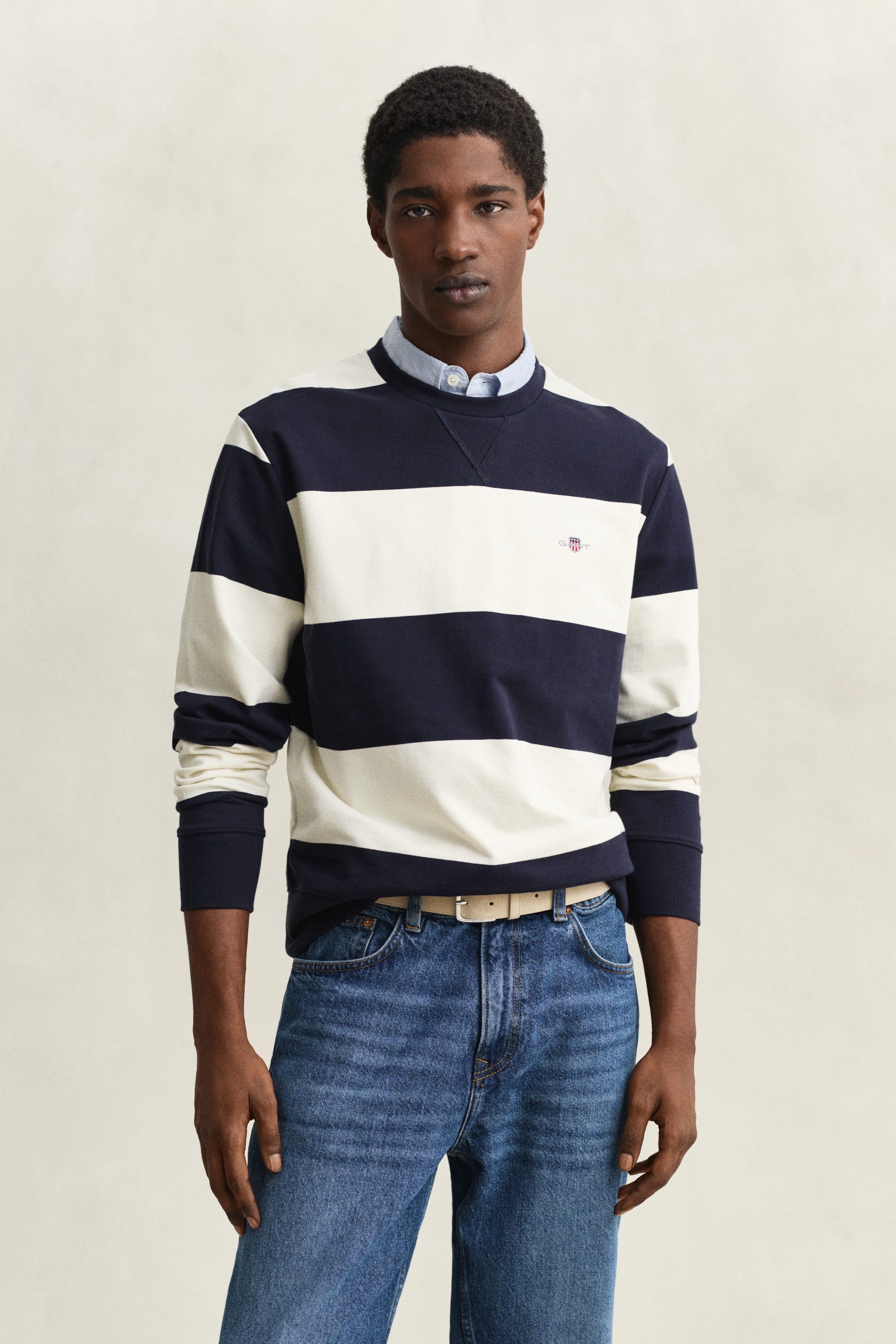 Gant Sweatshirt STRIPED C-NECK mit Rundhals und Logostickerei günstig online kaufen