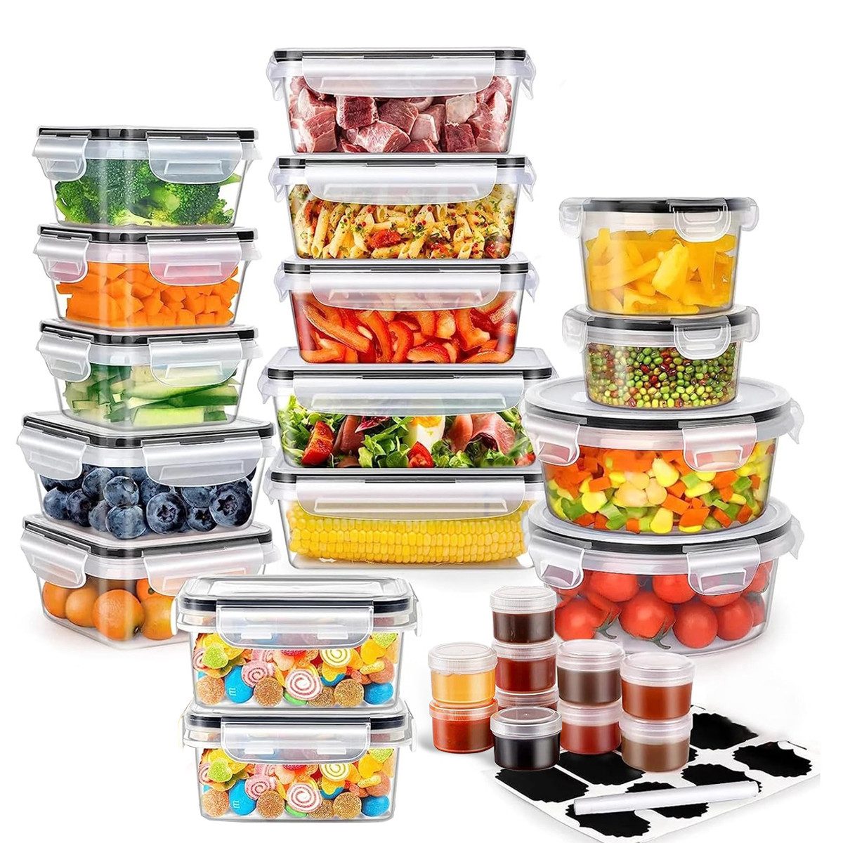 MUKEAO Frischhaltedose Frischhaltedosen-Set – (26-teilig) Lunchbox Vorratsdosen, PP, (26-tlg)