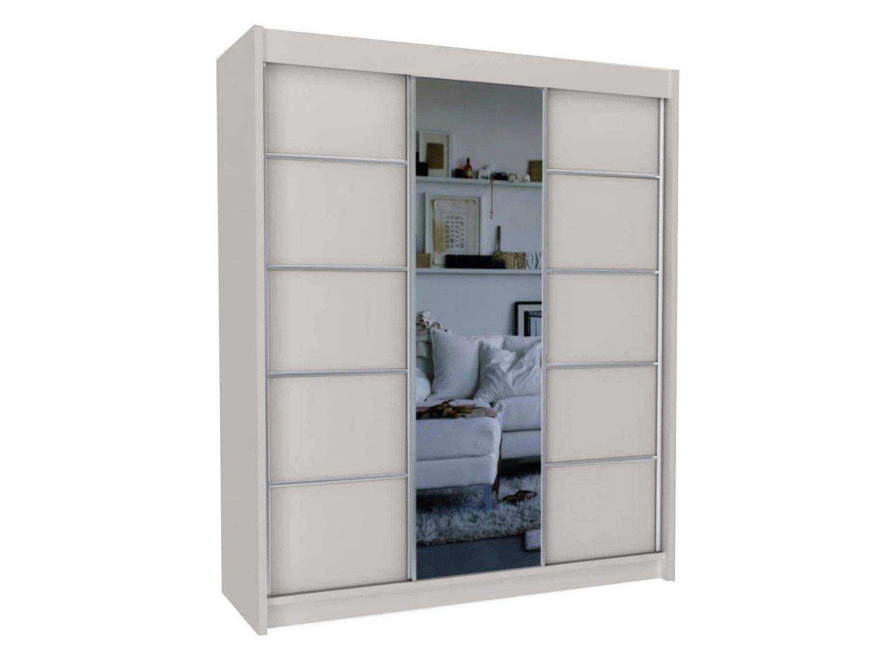 Beautysofa Schiebetürenschrank MARIKA II mit Schubladen, Spiegeln und Kleiderstange