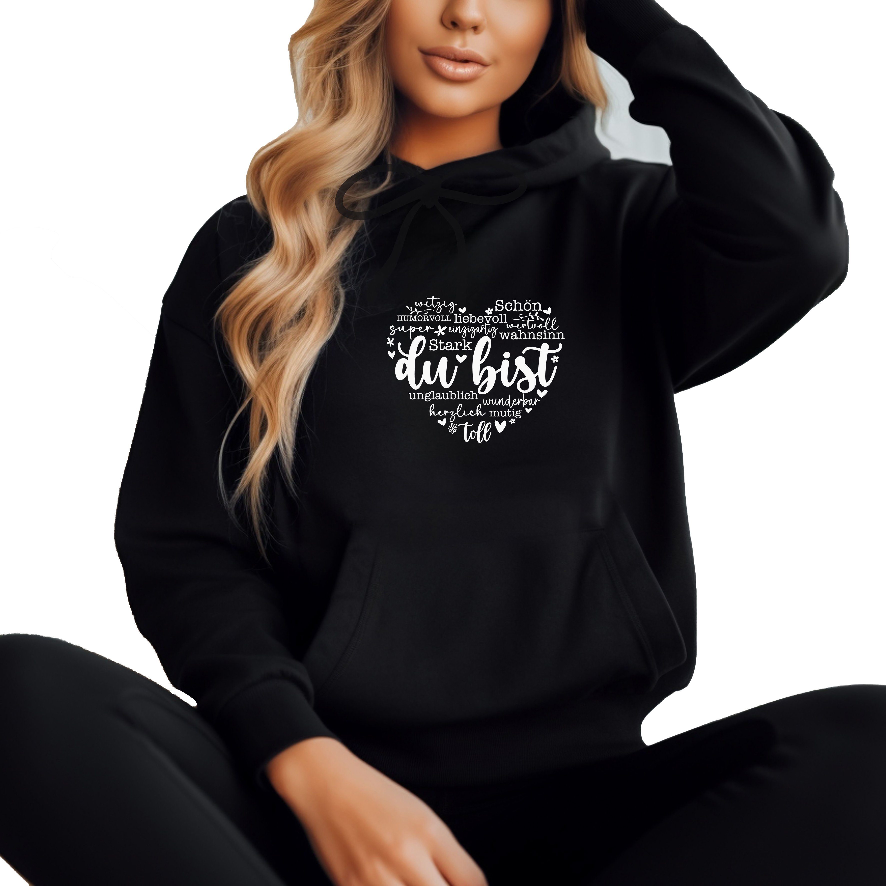 Banco Hoodie Damen Hoodie Heart Herz Kapuzenpullover Winter Streetwear