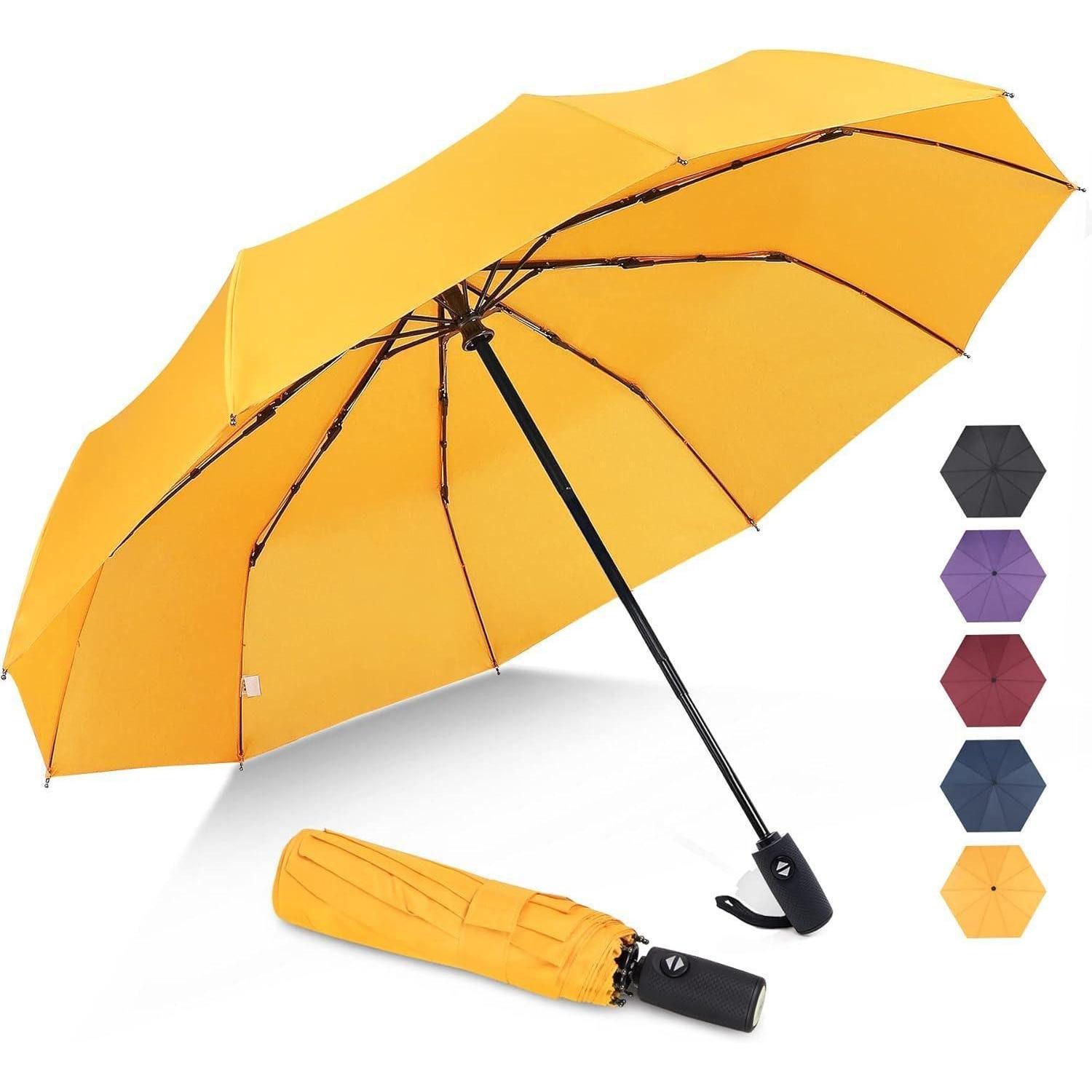 Taschenregenschirm Regenschirm Taschenschirm Automatik Sturmfest Windfest Gelb (neu)