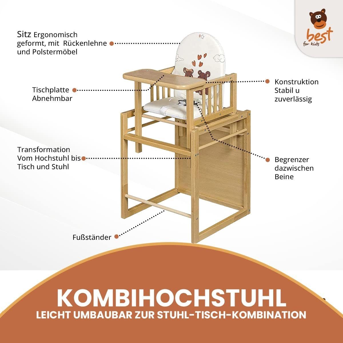 Best for Kids Holzstuhl Victoria 2-in-1 Holzstuhl & Tisch – Höhenverstellba günstig online kaufen