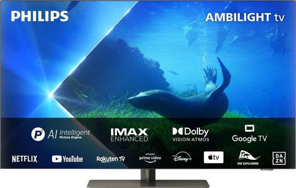 Philips 42OLED808/12 OLED-Fernseher (106 cm/42 Zoll, 4K Ultra HD, Android TV,  Google TV, Smart-TV), Google TV, Android, USB-Recording, HbbTV, Netflix,  Amazon Prime