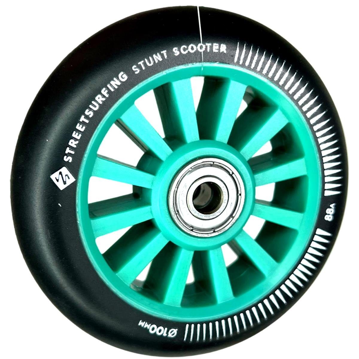 Stuntscooter Street Surfing 10 Spoked Stunt-Scooter Rolle 100mm Grün/PU Schwarz