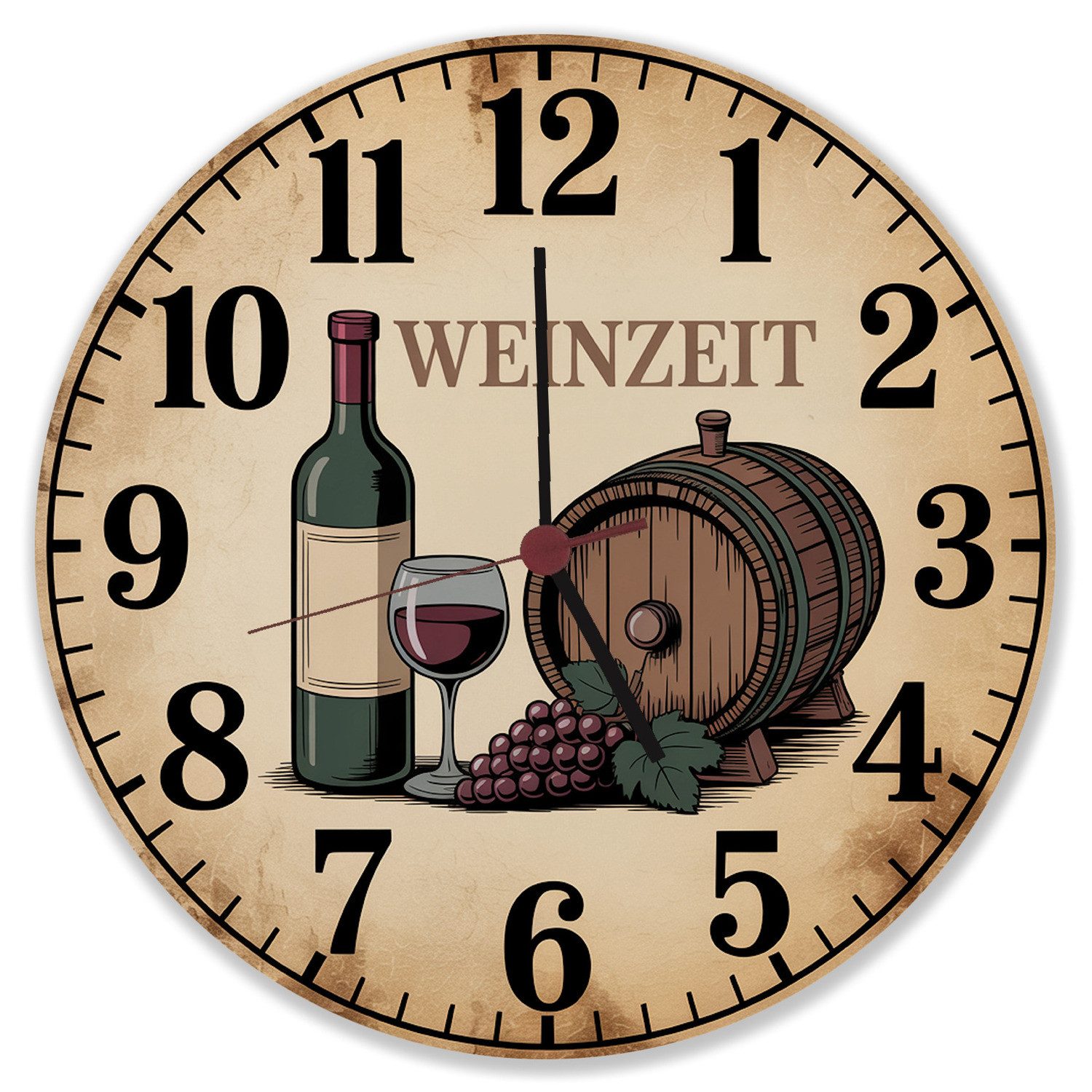 speecheese Wanduhr Weinflasche und Weinglas Wanduhr aus MDF WEINZEIT
