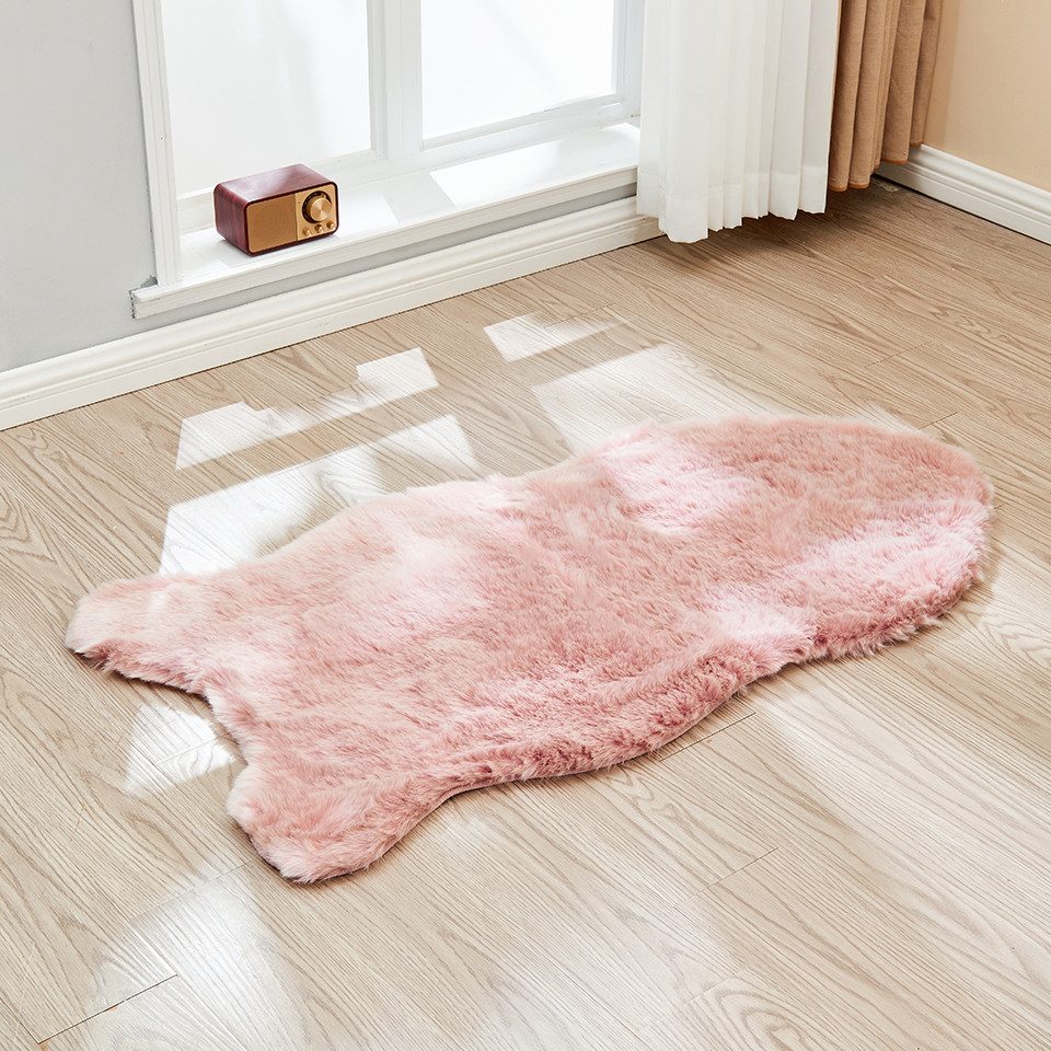 Hochflor-Teppich Weicher Teppich Rosa, aus Polyster, Kunstfell, Ulife, für Schlafzimmer, Wohnzimmer