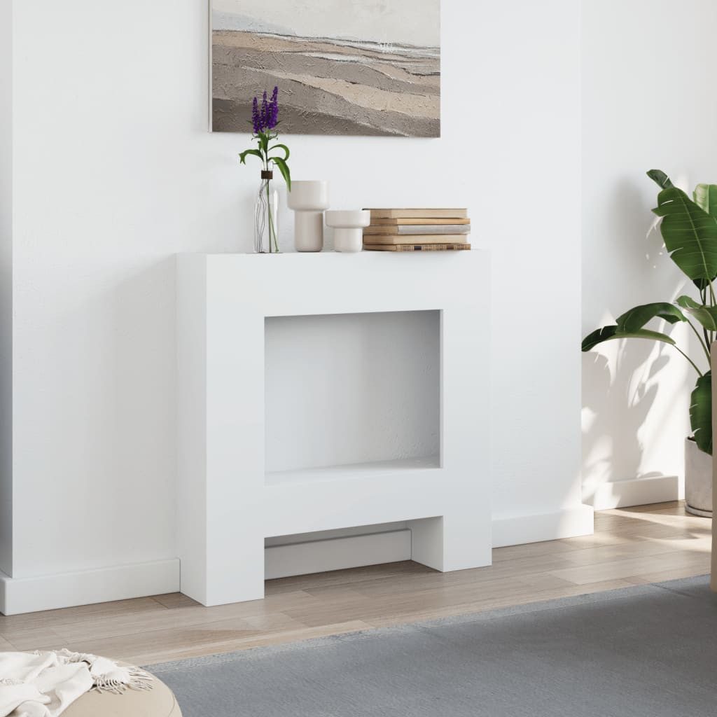vidaXL Bodenschutzplatte NA Kaminumrandung Weiß 81x18x82 cm Spanplatte