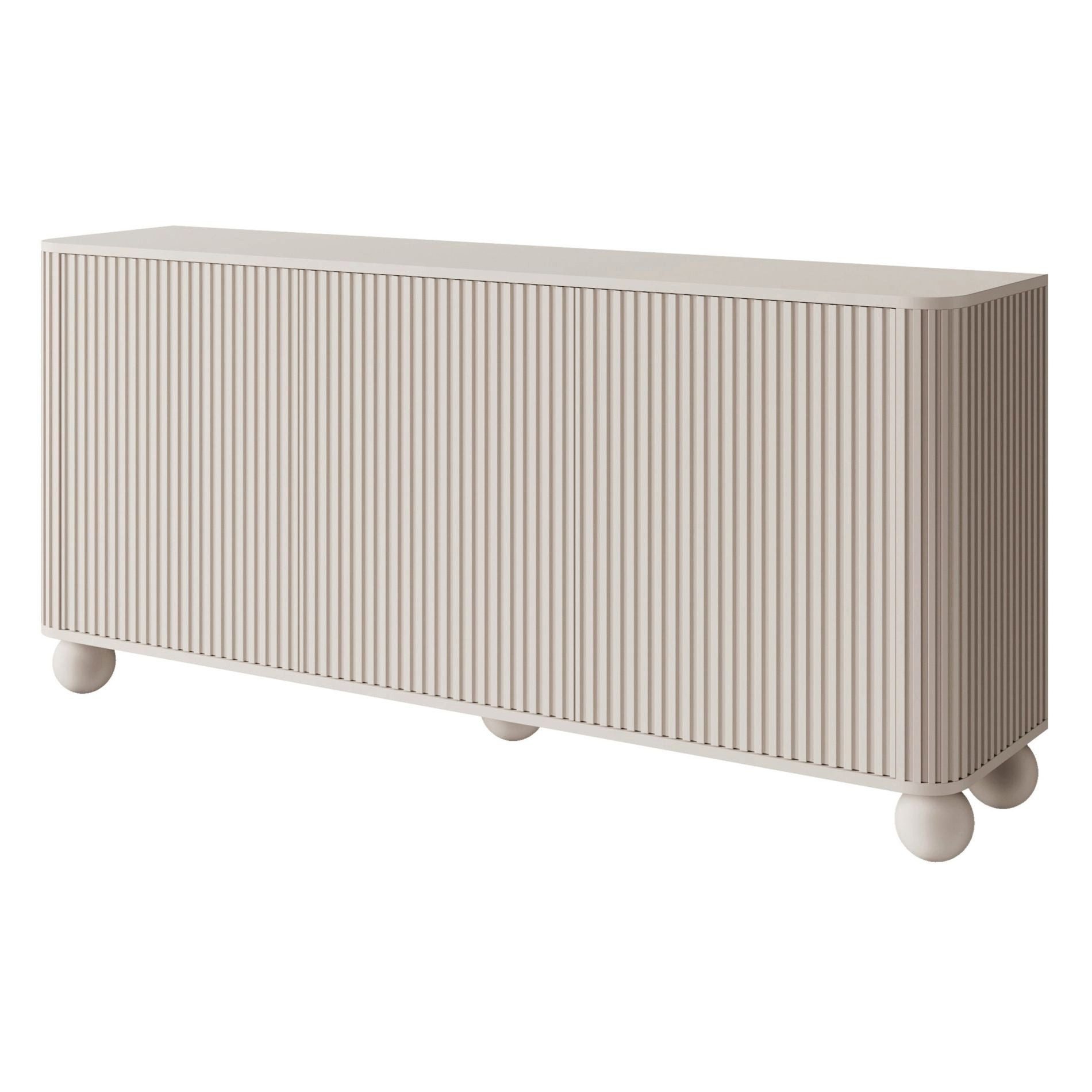 Selsey Sideboard ARVELLO, mit Riffelfront, dreitürig, 163 cm, auf kugelförmigen Beinen