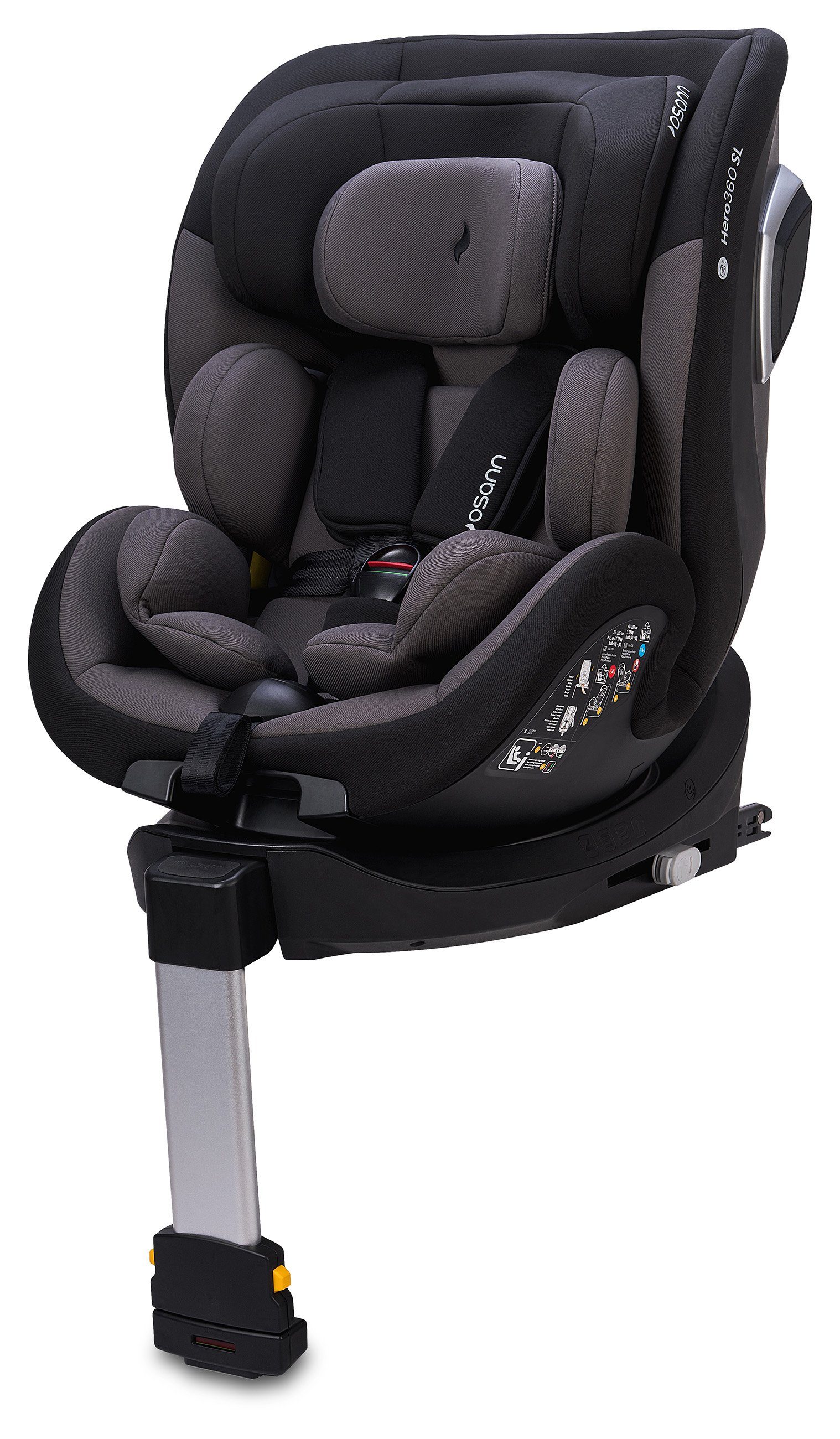 Osann Autokindersitz Hero360 SL, drehbarer und von bis cm Geburt, Isofix 105 mit ab: Standfuß Kindersitz 40 Black