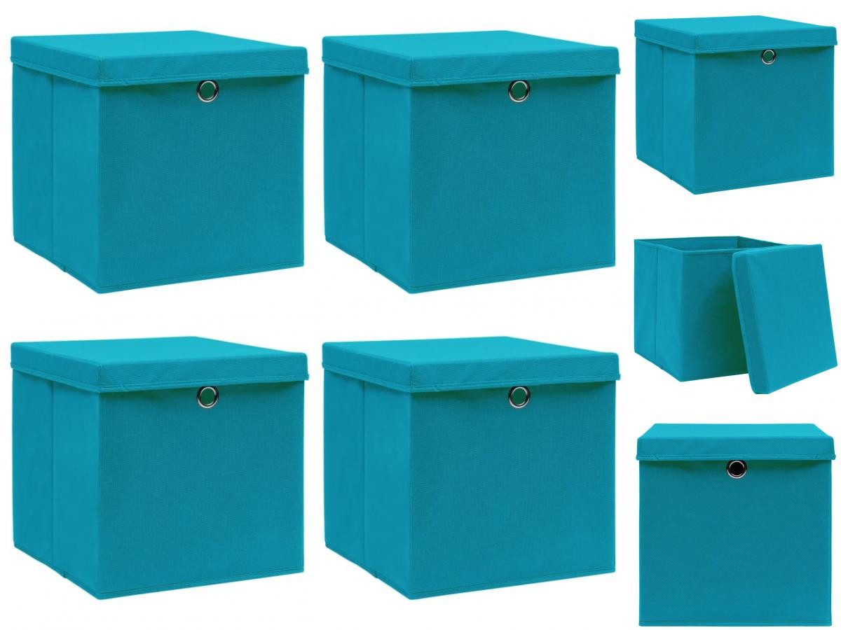 vidaXL Aufbewahrungsbox Aufbewahrungsboxen mit Deckel 4 Stk Babyblau 323232cm Stoff