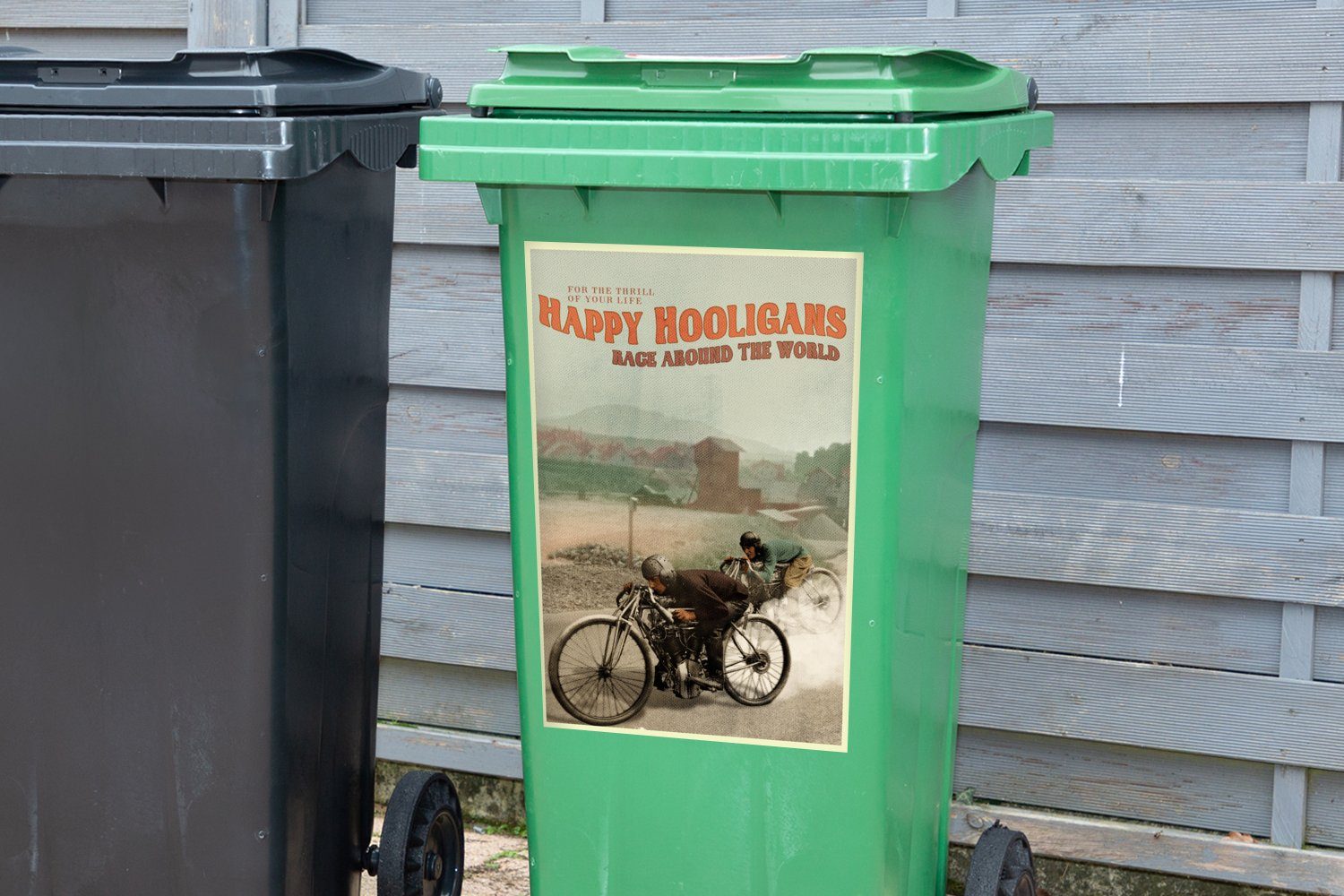 - - MuchoWow Motorrad Container, Abfalbehälter Mancave Vintage Wandsticker Mülltonne, Zitat (1 St), Sticker, - Mülleimer-aufkleber,