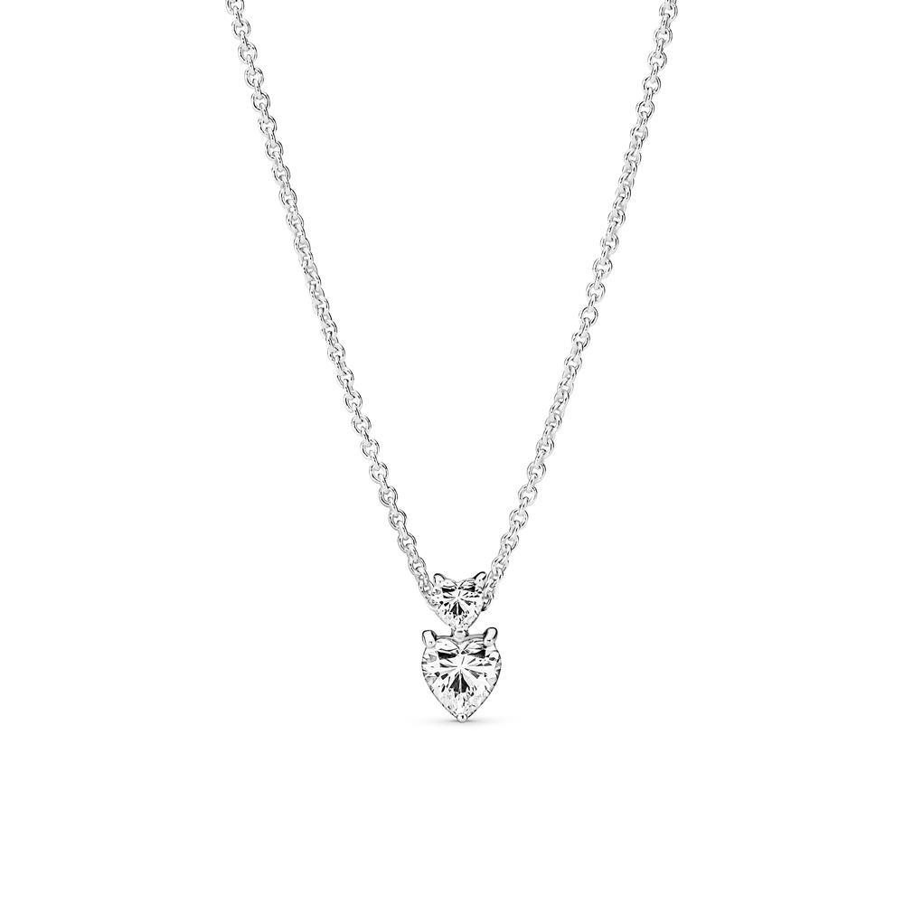 Kette mit Anhänger Pandora Timeless Doppelherz-Anhänger, Sterling-Silber