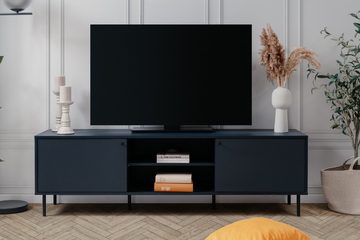 Finori Lowboard Caracas (TV Unterschrank in dunklem blau, 2-türig, 160 x 50 cm), mit 4 Fächern