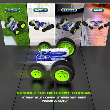 Diyarts RC-Auto (LED Lichter Wiederaufladbar Doppelseitig), Kleines 4WD RC Stuntauto 2,4 Ghz Fernsteuerung Spielzeugauto 360° Flip