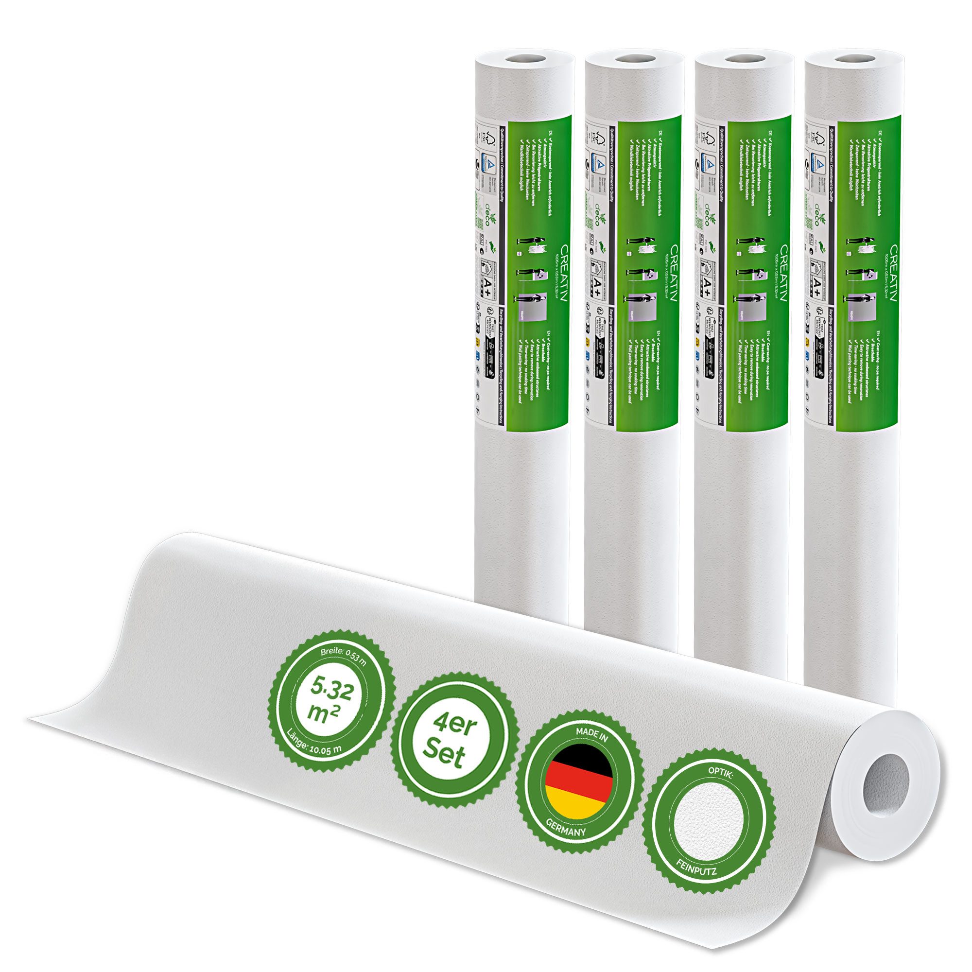 Veluxis Vliestapete Veluxis® Premium Vliestapete Creative, uni, Überstreichbar, atmungsaktiv & hochwertig - Wandtapete Made in Germany