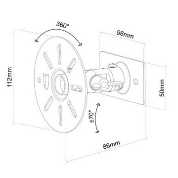 Drall Instruments BS9SK Lautsprecher-Wandhalterung, (2-tlg., 360° Grad drehbar, per Rasterung arretierbar, Stahlseil-Sicherung)