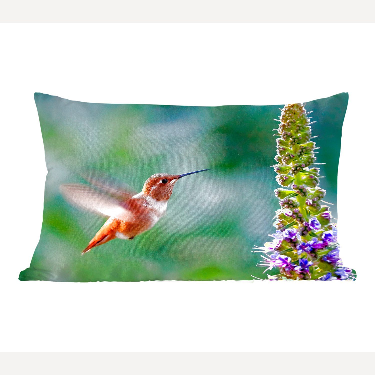 MuchoWow Dekokissen Vogel - Kolibri - Blume, Wohzimmer Dekoration, Zierkissen, Dekokissen mit Füllung, Schlafzimmer